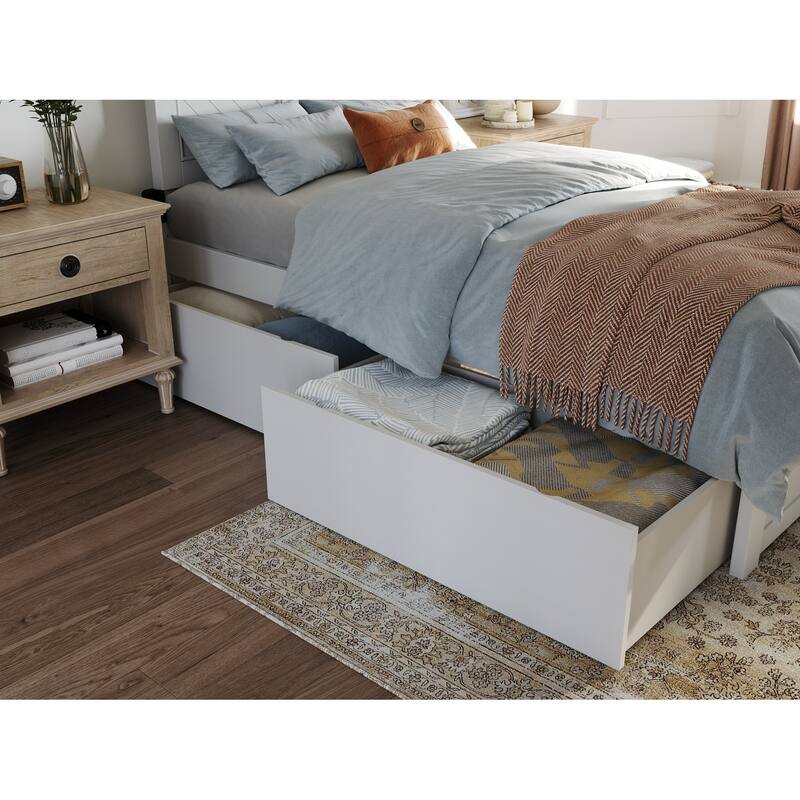 AFI Canyon Twin Platform Bed with Footboard & Storage Drawers in White