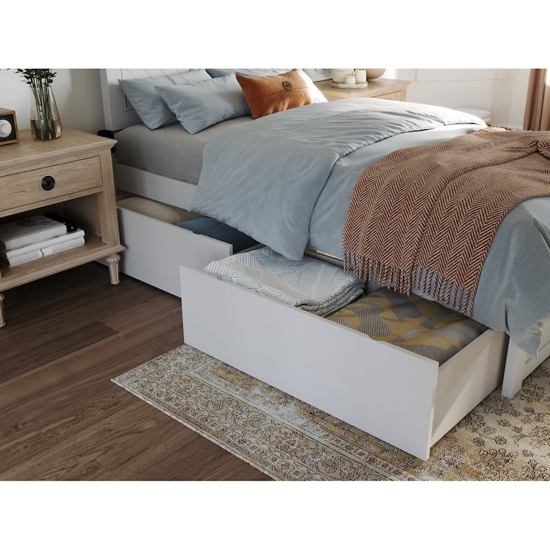 AFI Canyon Twin XL Platform Bed with Footboard & Storage Drawers in White