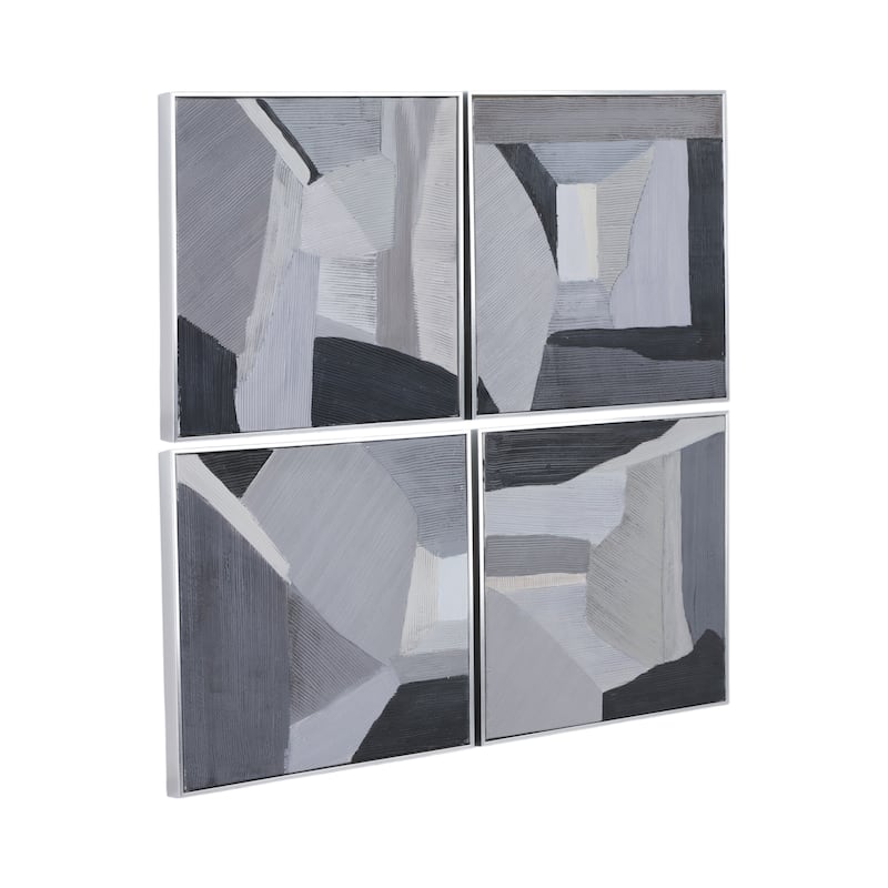 Canvas Wood Frame Wall Art Abstract Texture (Set of 4) - 20" Black