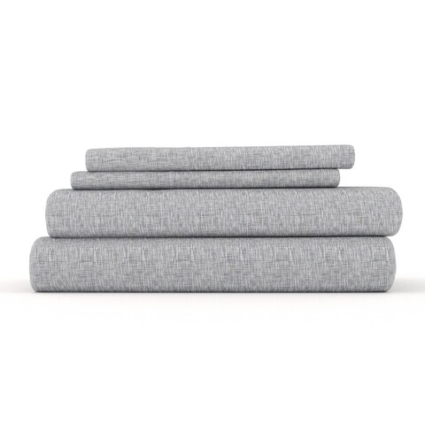 Becky Cameron Chambray Style Pattern 4 Piece Deep Pocket Bed Sheets Set