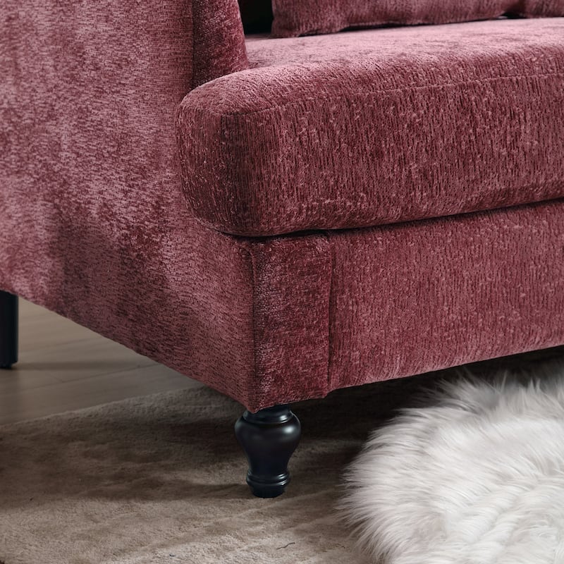 Chenille Fabric Loveseat Sofa, 2-Seater Sofa Couch with Extra Deep Seats, Upholstered Lounge Sofa with Wood Legs