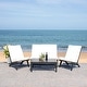 preview thumbnail 29 of 75, SAFAVIEH Outdoor Chaston 4-Piece Conversation Patio Set with Accent Pillows Black/Beige