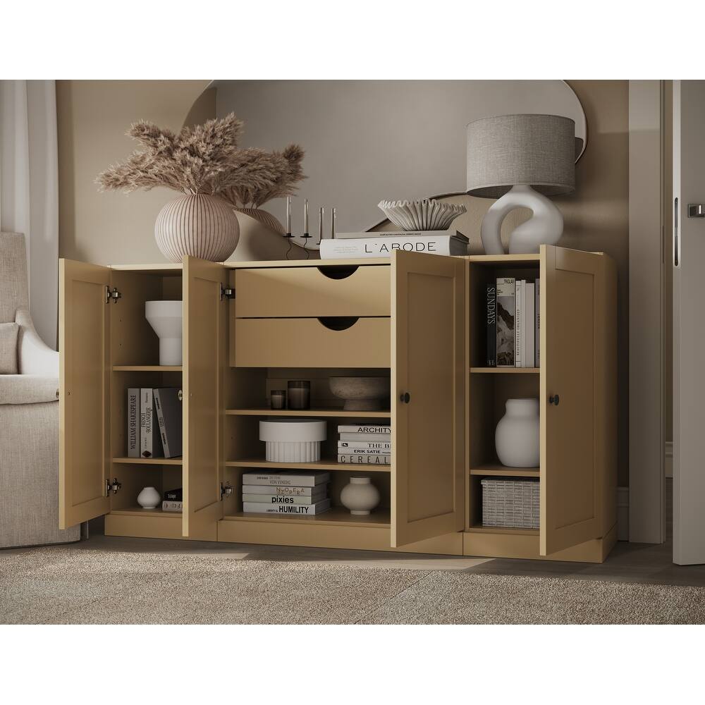 Palace Imports 100% Solid Wood Sideboard, Shaker Doors, 2 Drawers, Adjustable Shelves, 65" Wide, 35.75" Tall