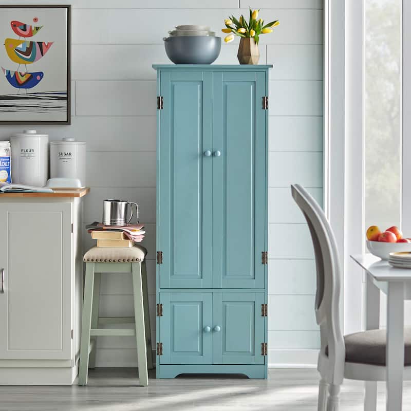 Simple Living Aston Modern Farmhouse Extra-Tall Cabinet - Antique Blue
