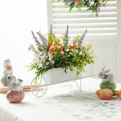 Glitzhome 12.5"L Easter Carrot Metal Wagon Centerpiece Table Decor Gift