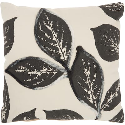 Mina Victory Embroidered Leaves Throw Pillow