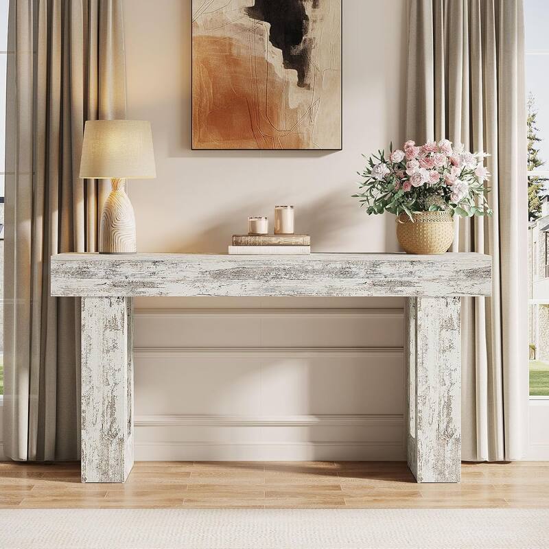 63" Wooden Console Table, Rectangular Sofa Table for Behind Couch, Entryway, HallwayLiving Room
