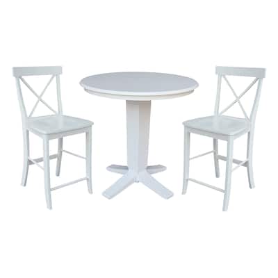 36 in Solid Wood Round Top Counter Height Dining Table with Stools