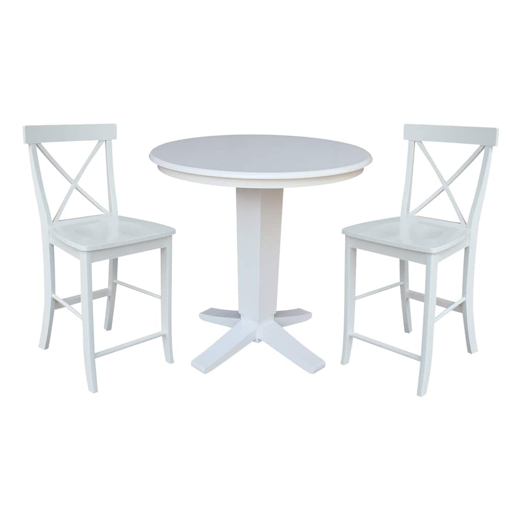 36 in Solid Wood Round Top Counter Height Dining Table with Stools