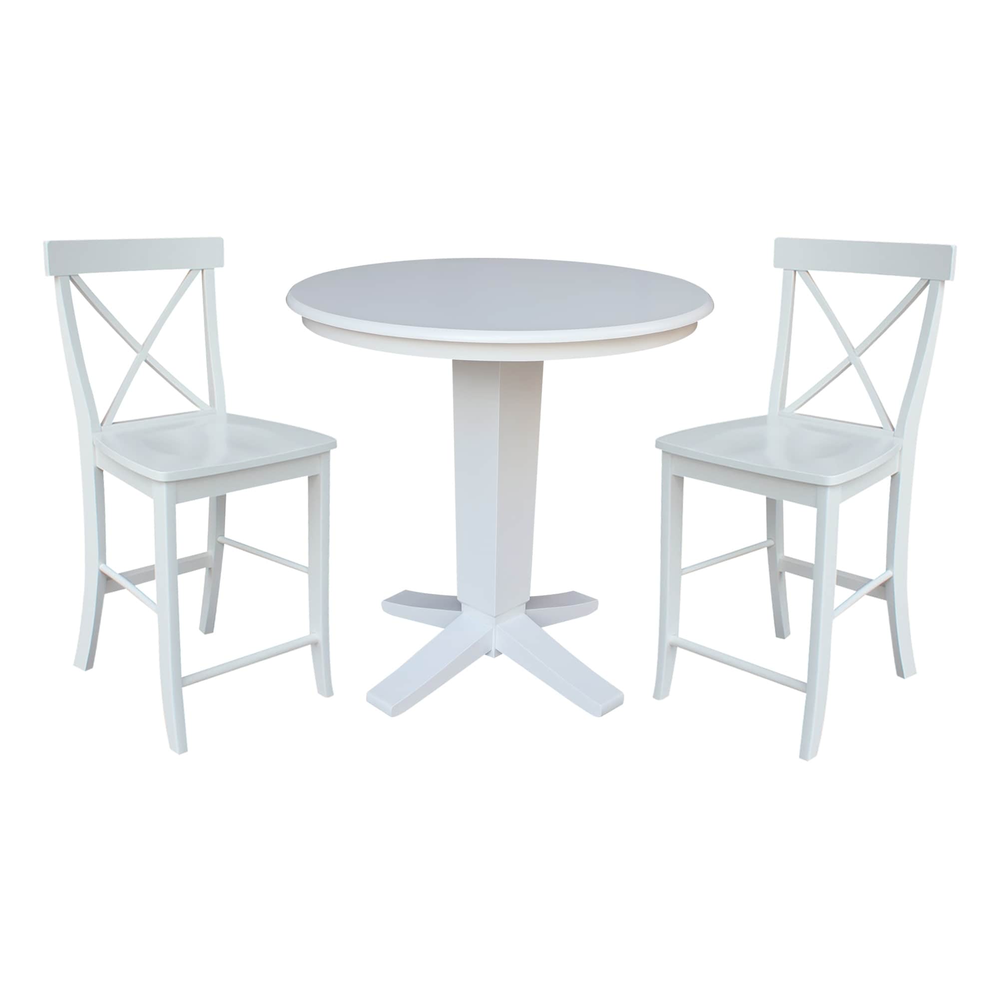 36 in Solid Wood Round Top Counter Height Dining Table with Stools