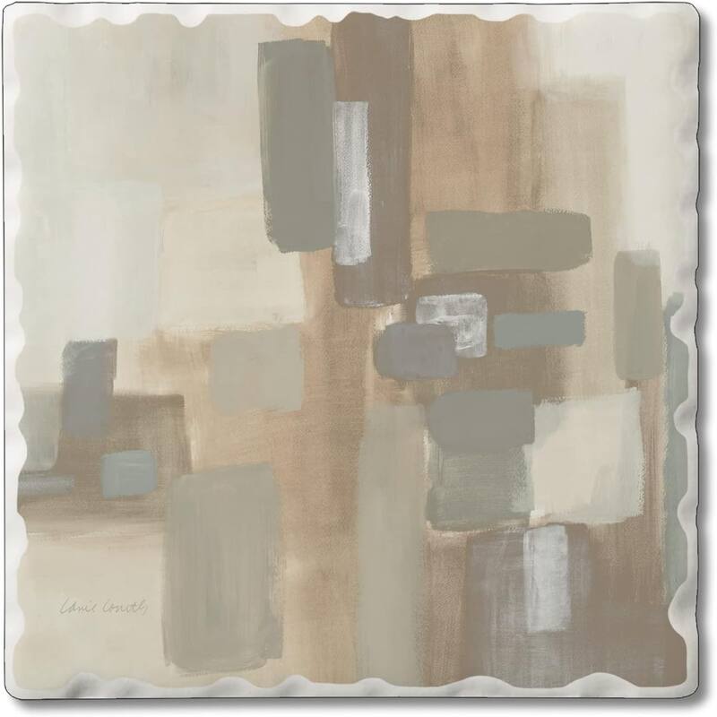 Absorbent Stone Tumbled Tile Coasters, Soft Patches II, Set of 4 - Multi