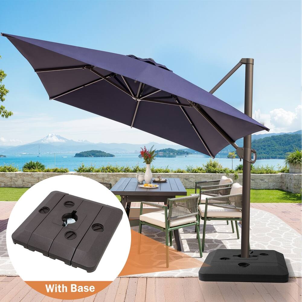 10 X 13FT Outdoor Patio Cantilever Umbrella with Offset Umbrella Base