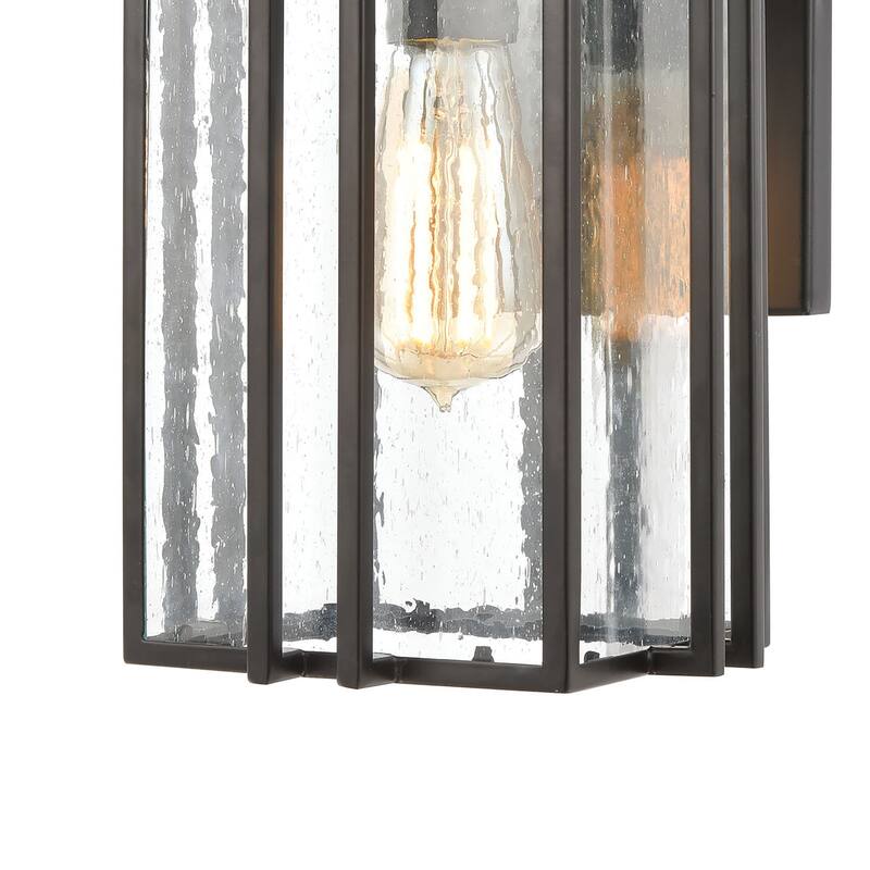 Radnor 1-Light Sconce in Matte Black with Seedy Glass