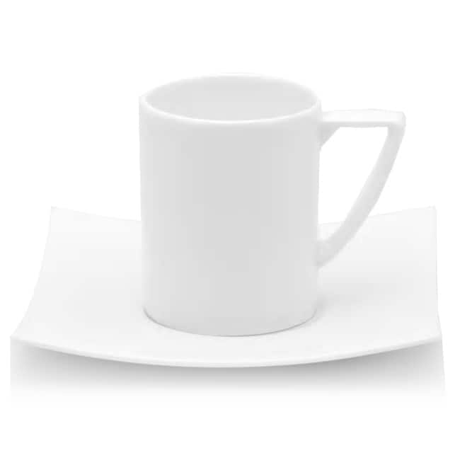 Extreme White Espresso Cup and Saucer (Set of 6)