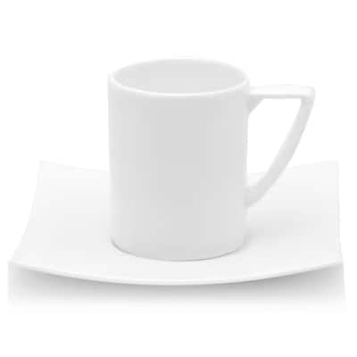 Extreme White Espresso Cup and Saucer (Set of 6)