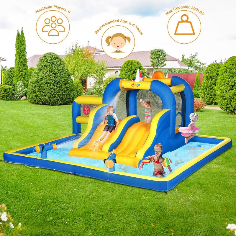 Bouncy House with Dual Slide,Water Guns and Trampolines