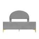 preview thumbnail 42 of 52, Bedroom Velvet Fabric Bed Frame with Classic Semi-circle Shaped Headboard and Metal Legs, Upholstered Platform Bed for Kids