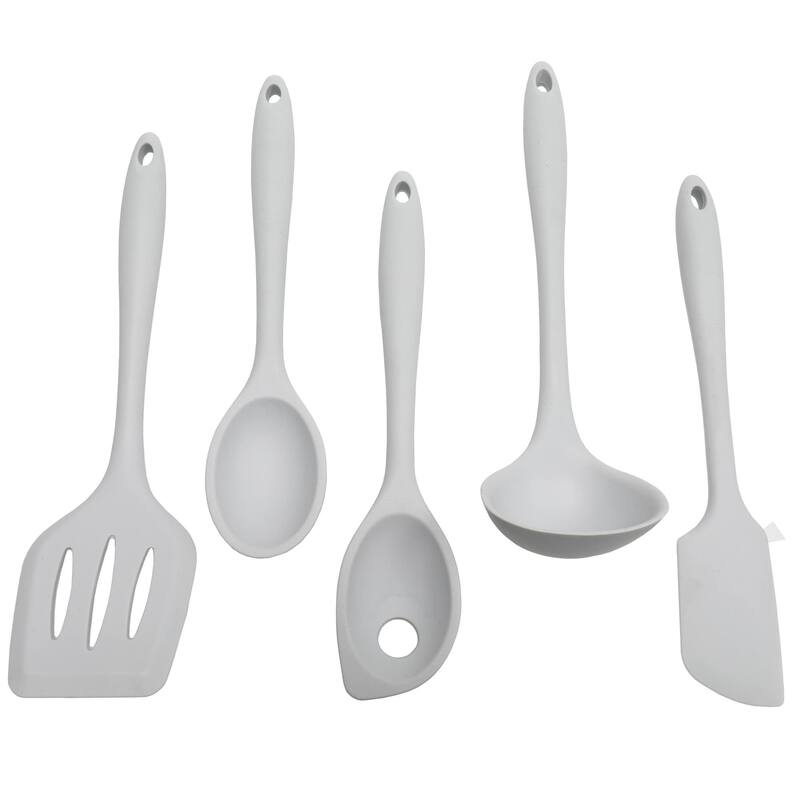 Chef Craft 5 Piece Premium Silicone Kitchen Tool and Utensil Set - Gray