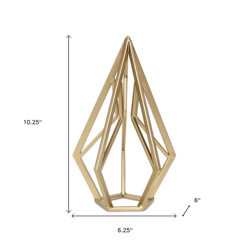 HomeRoots 10" Gold Metal Open Geometric Tabletop Sculpture - 6.25 in. x 10.25 in. x 6.00 in.
