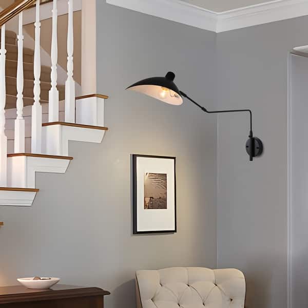 slide 2 of 15, 1-Light Black Light Fixture Black Wall Sconce Matte Black