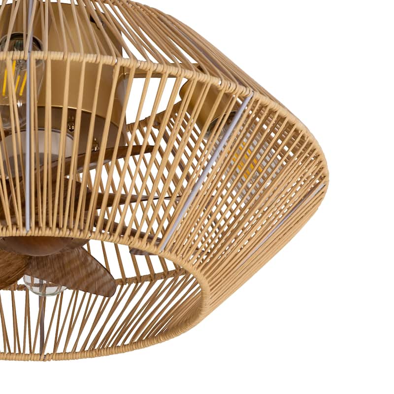 16.5"/19"/20" Vintage Distressed White Low Profile Ceiling Fan with Remote (7-Blade)