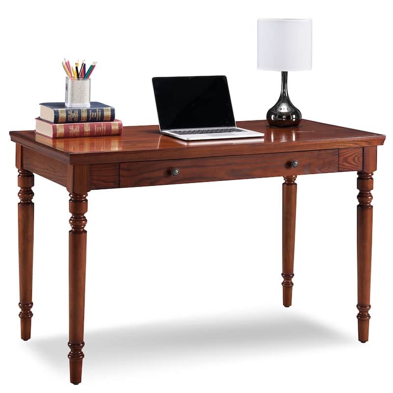 Leick Home Farmhouse Oak Turned Leg Drop Front Keyboard Laptop Desk