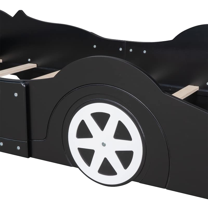 Merax Race Car-Shaped Platform Bed with Wheels