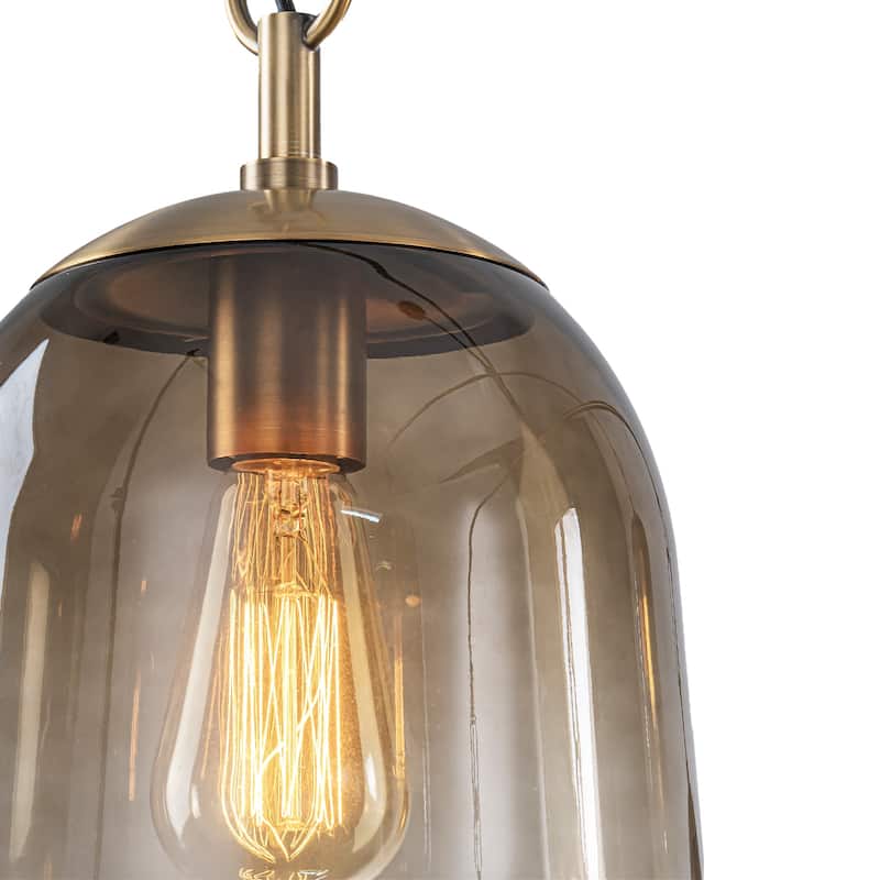 Modern Gold Chandelier Gradient Glass Shades 2-Tier Curved Arm