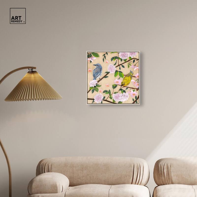 Birds Cuddle Canvas by Art Remedy