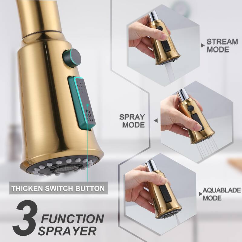 WOWOW Single-Handle Pull-Down Sprayer Kitchen Faucet Stainless Steel