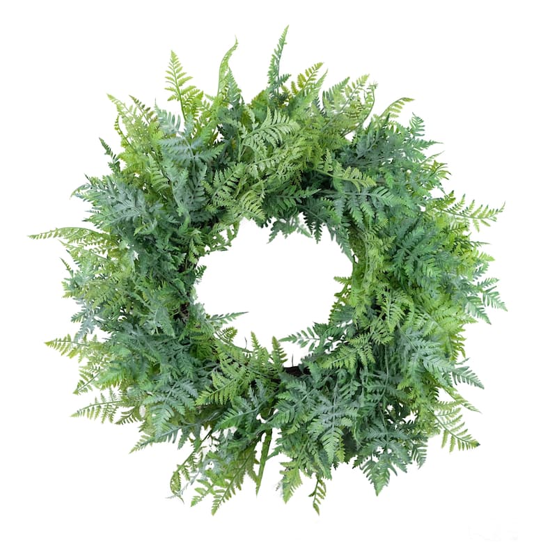 Fern Artificial Twig Spring Floral Wreath - 26" - Green