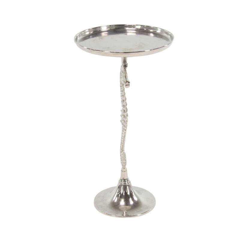 Aluminum Metal Sea Horse Pedestal Side End Accent Table with Tray Top - Silver or Gold - Roche River Decor