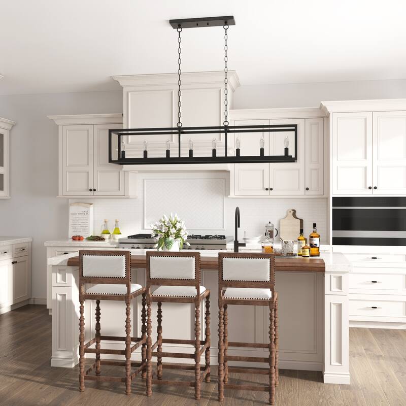 Modern Farmhouse 8-light 48In Rectangle Linear Chandelier for Dining Room with UL Certified