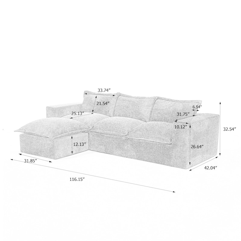 Comfy Cloud Couch Plush Modular Sectional Sofa For Living Room