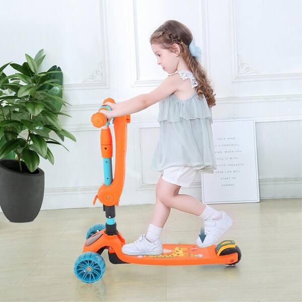 slide 1 of 18, Kick Scooter With Wheel LED Lights And Foldable Seat