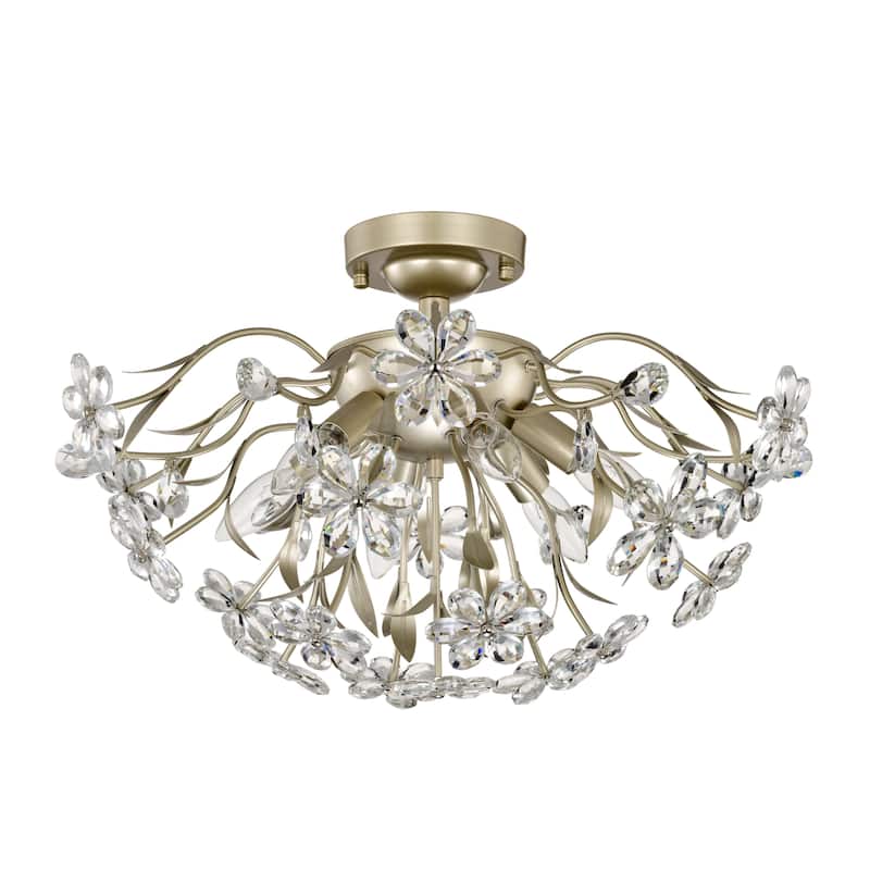 Silvia 6-Light Daisy Flower Crystal Glass Flush Mount