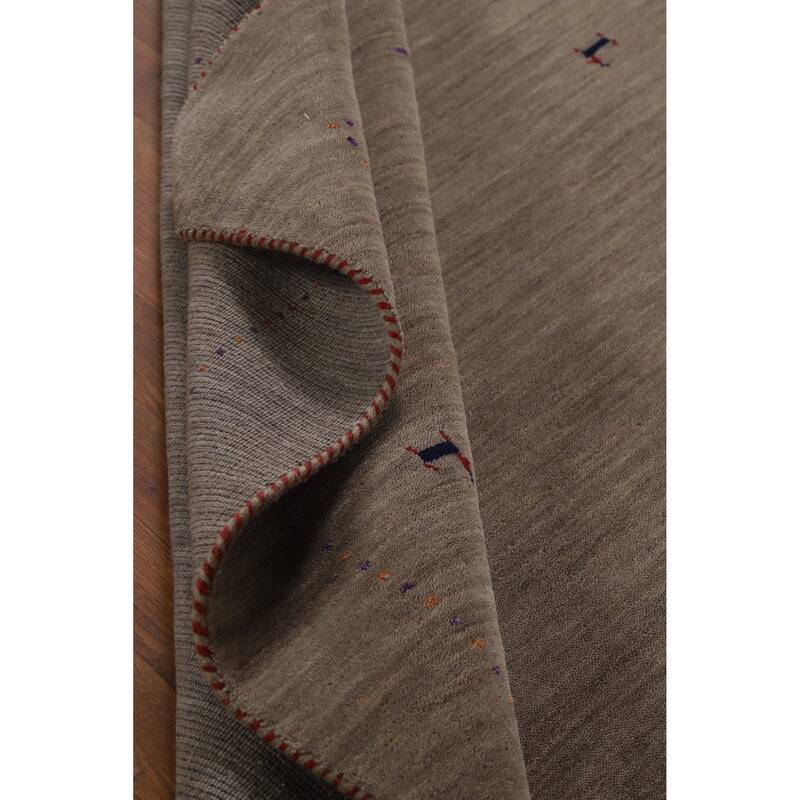 Hand Knotted Oriental 100% Wool Carpet Tribal Animal Pictorial Brown Gabbeh Area Rug - 8' 0'' X 5' 2''