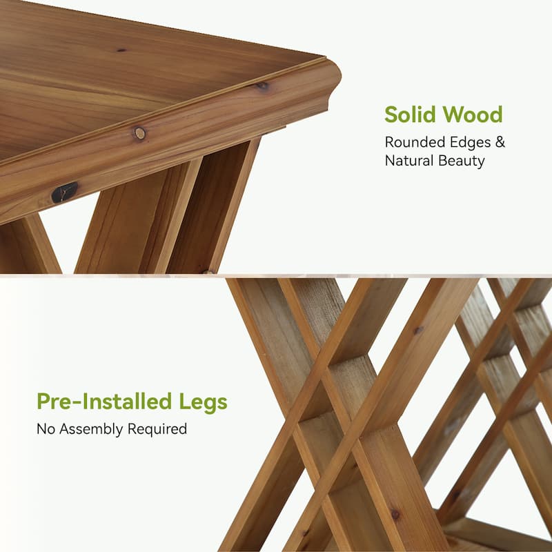 2-Tier Solid Wood End Table with Storage, 20 Inch Square Side Table