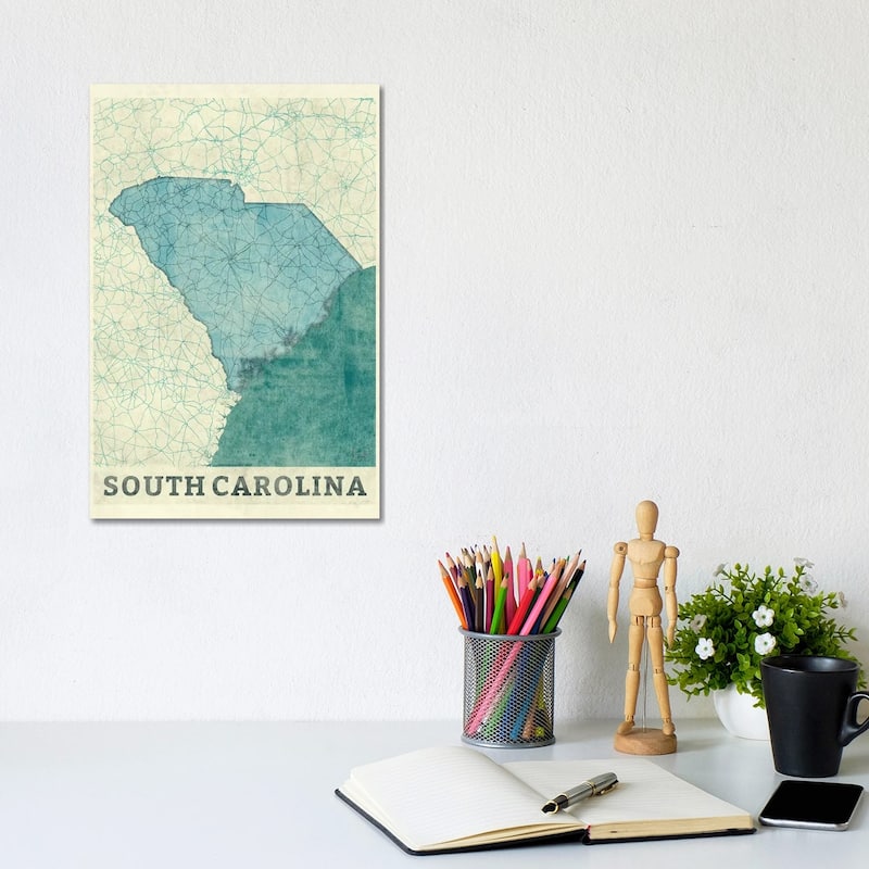 iCanvas "South Carolina Map" by Hubert Roguski Canvas Print - 12x8x0.75