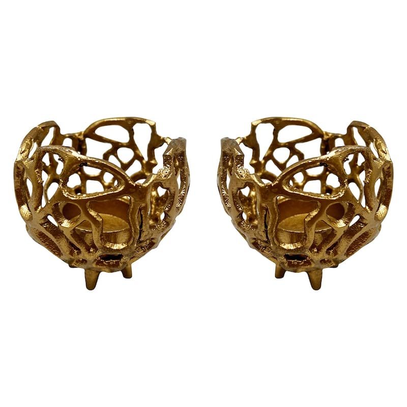 Decorative Handmade Aluminum Round Votive Candle holder Set of 2