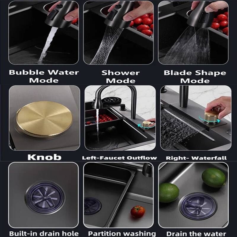 Black Stainless Steel Rectangular Drop-in Kitchen Sink