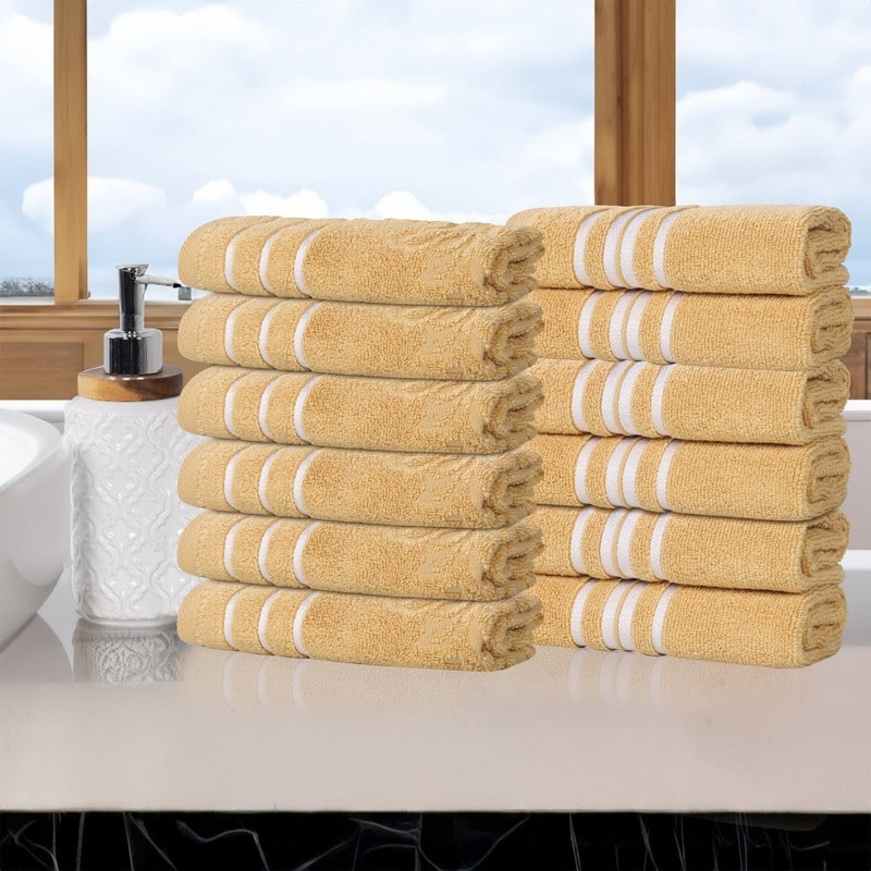 Superior Sadie Zero Twist Cotton Solid and Floral Washcloth Set of 12