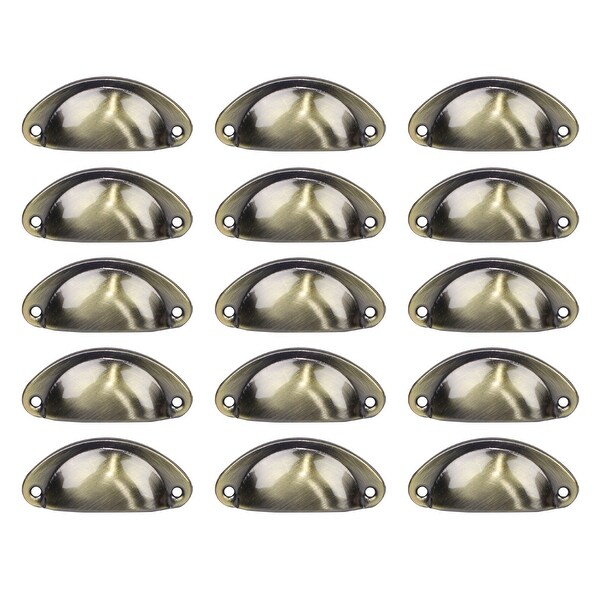 15pcs Bin Cup Pull Cabinet Handle Brushed 1.6" Hole Center for Computer Desk Dresser Jewelry Storage Box Bronze Tone