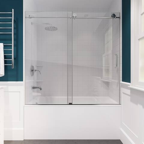 ANZZI Raymore Polished Chrome 60" x 62" Frameless Sliding Tub Door