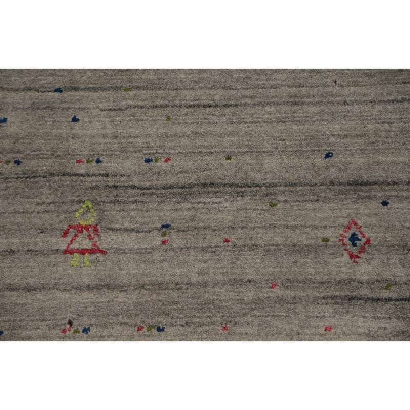 Hand Knotted Oriental Viscose Silk Carpet Tribal Animal Pictorial Greys & Charcoal Gabbeh Area Rug - 11' 10'' X 8' 11''