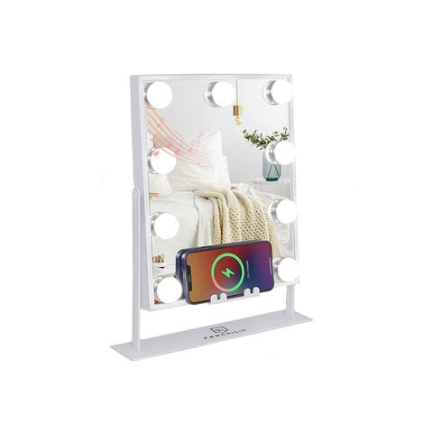 Fenchilin Lighted White Hollywood Makeup Vanity Mirror - 9.84 X 11.81 In.
