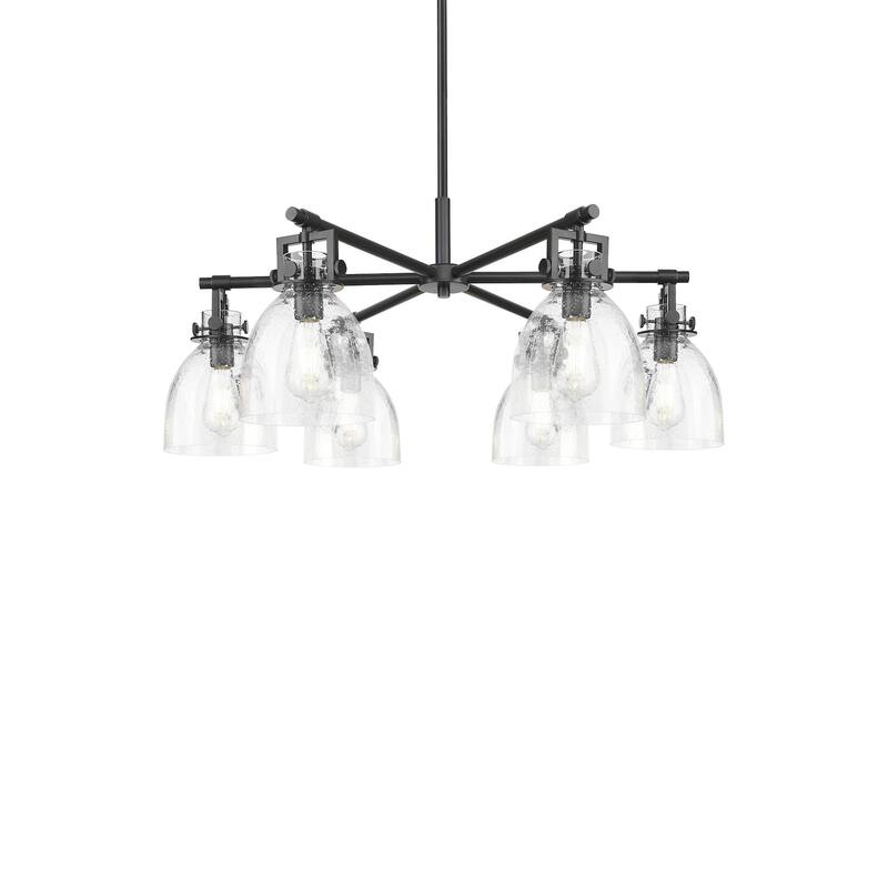 Innovations Lighting 411-6CR-16-26 Newton Bell Chandelier Newton Bell - Matte Black / Seedy