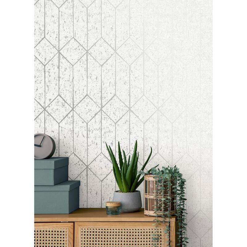 Advantage Hayden White Concrete Trellis Wallpaper
