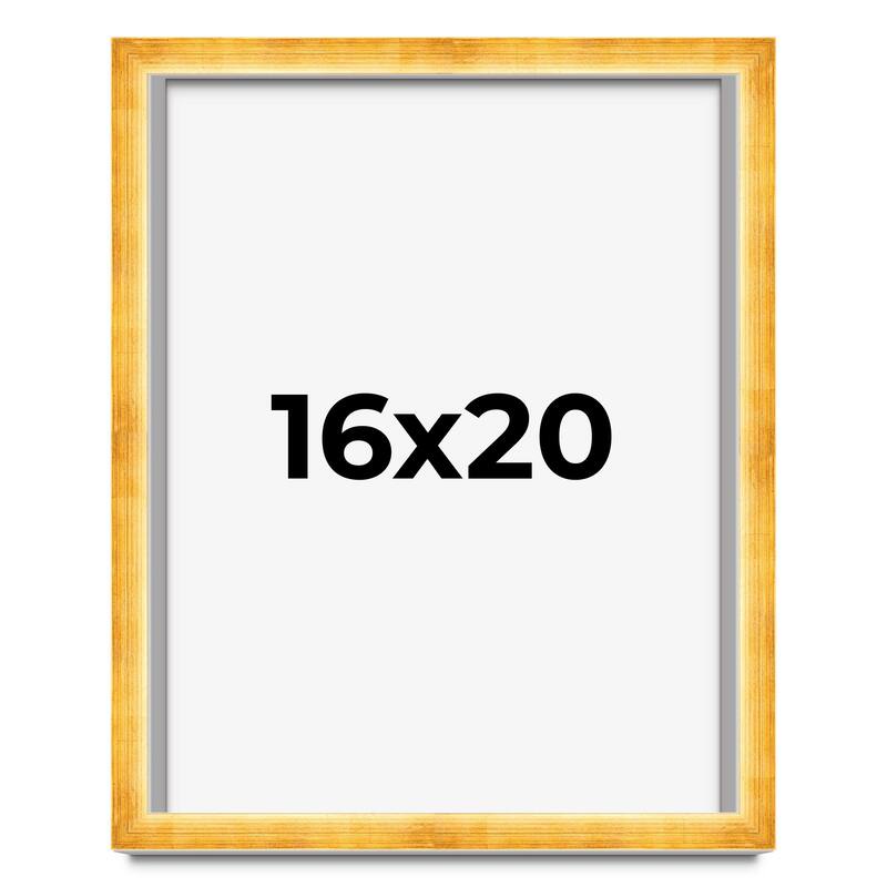 16x20 Shadow Box Frame Gold | 1.625 Inches Deep Real Wood Traditional