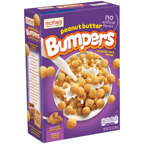 Mother's Bumpers Crunchy Corn Cereal - Peanut Butter - Case of 14 - 12.3 oz.